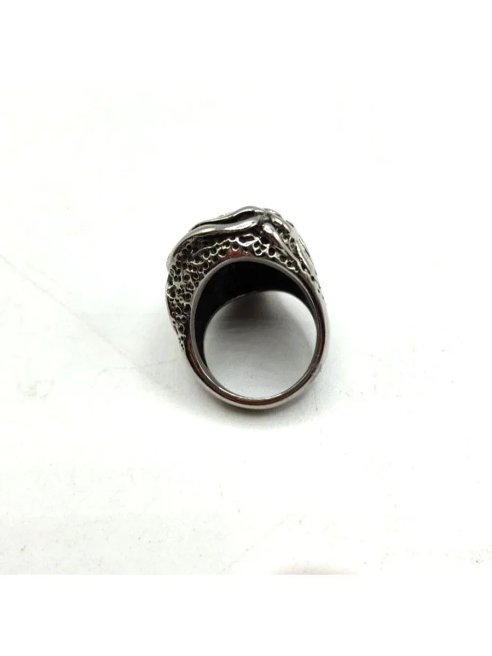 Silver Tone Skull Ring With Purple Stone Eyes Men’s Size 9